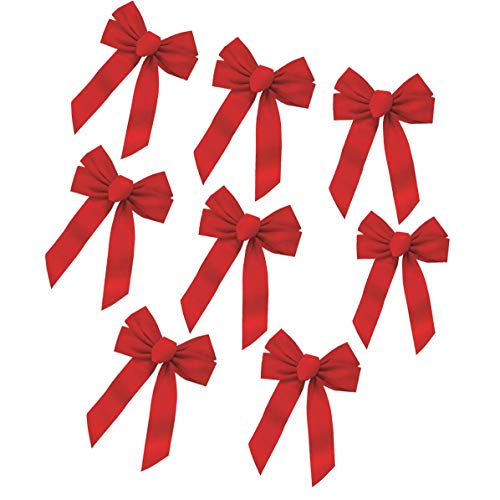 Kicko Strong Wreath Bows - Set of 8-16 Inches of Red Velvet Bow - for Home Decoration, Party Supply, Gift Wrapping, Christmas Tree Filler, Gift Idea