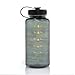 Motivational bottle 34oz Fitness Workout Sports Water Bottle with Unique Timeline | Measurements | Goal Marked Times For Measuring Your Daily Water Intake, BPA Free Non-toxic Tritan (graphite)