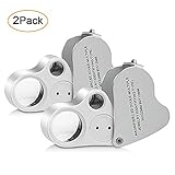 Jewelry Loupe,2 Pack 30X 60X Illuminated Jeweler's Loupe Jewelry Magnifier Jeweler's Eye Loupe Magnifier Magnifying with LED Lighting, 2 Lens Design