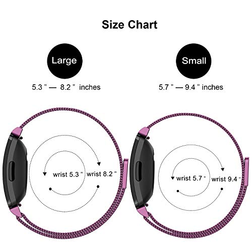 SWEES Metal Band Compatible Fitbit Inspire & Fitbit Inspire HR, Milanese Mesh Stainless Steel Magnetic Replacement Band Accessories Small Large for Women Men, Silver, Black, Lilac, Sangria, Champagne - Thumbnail 6