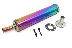 BADASS SHARKS 60 * 280mm Universal Metal Racing Escape Moto Silencer Stroke Motorcycle Exhaust Pipe Muffler Motorcross For 125cc 20mm 50cc Modif (Colorful)