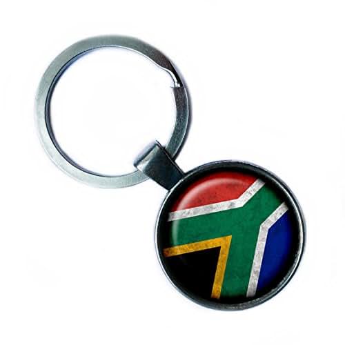 South Africa South African Flag Silver Keychain Keyring