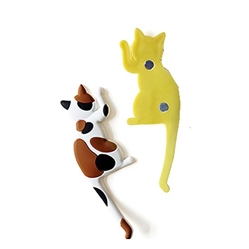 Comidox Cute Multifunction Cat Magnetic Refrigerator Sticker Fridge Magnet Hanging Hook 2 in 1 Black cat /white cat / three cats 3pcs
