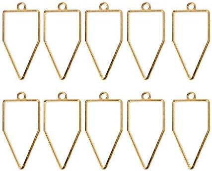 JunYe 10Pieces Frame Pendant Open Back Bezel Geometric Hollow Frame Resin Jewelry Making - 3 - Gold
