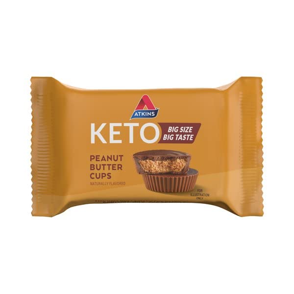 ATKINS KETO PEANUT BUTTER CUPS, NATURALLY FLAVORED, ZERO GRAMS ADDED SUGAR, GLUTEN FREE, 20 COUNT