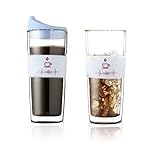 Sbk Double wall Insulated Reusable Large Clear Glass Coffee Mugs,Tea,Juice,Water,Cocoa, Espresso, Latte Cups, Cappuccino,Ice Thermo Glassware With Silicone Tight Fitted Lid,16.5 Ounce, Mint Color