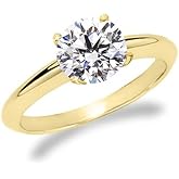 1/3 Carat Round Cut Diamond Solitaire Engagement Ring 18K Yellow Gold 4 Prong (J-K, I2, 0.3 c.t.w) Very Good Cut