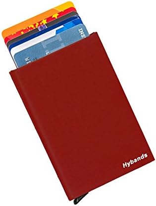 Credit Card Holder RFID Blocking, Automatic Pop-Up Sliding Aluminum Wallet with Money Clip Minimalist Design (Red)