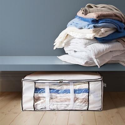 Lakeland Vacuum Clothes & Duvet Storage Tote Bag 87L - Stores King-Size Duvet Space Saving Solution, White, 65 x 50 x 27cm - Image 3