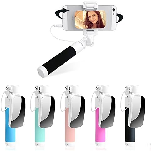 Mini Selfie Stick Extendable Monopod With Mirror For IPhone 6s 6 Plus 5s 5 Android Samsung Galaxy S7 Edge/S4 Smart Phones(Black)