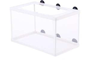 Totority Aquarium Breeder Net Box Aquarium Isolation Box Fish Breeder Net for Safe Fry Hatching with Suction Cups Polyester M