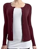 LE3NO Womens Basic Round Neck Fine Knit Cardigan (XS-2XL)
