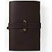 Small Classic Leather Journal Notebook Refillable with Strap Buckle Loose Leaf Binder Handmade Lined Craft Paper A6 with Gift Box (Dark brown)