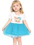Bonny Billy Baby Girl Clothes Short Sleeve Cotton Cat Printed Tulle Mesh Dress
