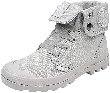 Creazrise Men's Women's Lace-UP Outdoor Canvas Combat High top Sneaker Field Paladin Boots (White,7)