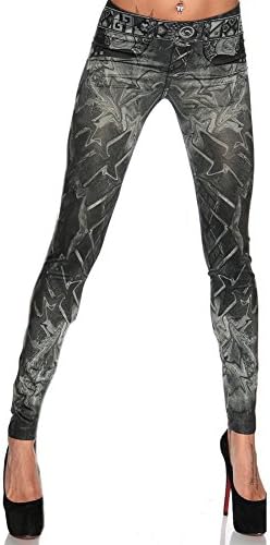 Elliz Clothing Sexy Jeans Print Leggings - Denim Look - Rocker Style Jeggings