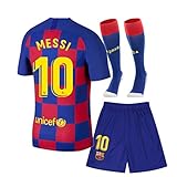 Barcelona 2019/2020 Season Kids/Youth Home #10 Messi Soccer T Shirt Shorts Socks Red/Blue