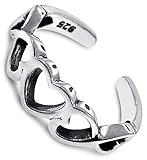 TR-123 925 Sterling Silver Heart Toe Ring Unique Style Eternity Heart One Size Fits All