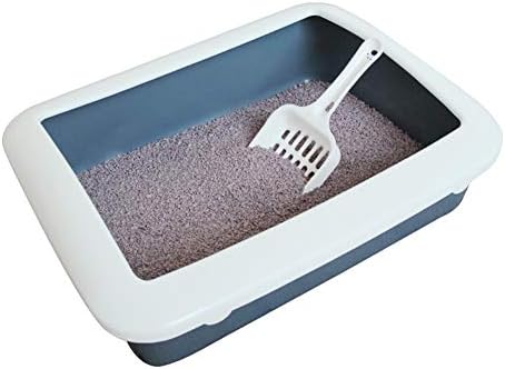 ZHANGBIN Cat litter box cat toilet 2 semi-closed anti-splash ventilation deodorant detachable resin blue powder gray 38 * 30 * 13cm-gray