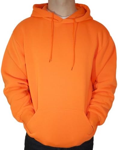 Neon Fluorescent Yellow/orange Pullover Hoodie Sweatshirt w/ Front Pocket Medium Neon Orange