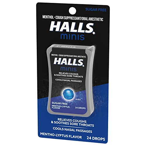 HALLS Minis Mentho-Lyptus Flavor Sugar Free Cough Drops, 24 Drops