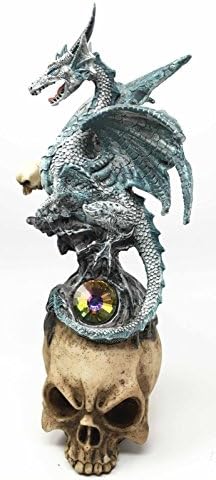 Dragon Lord Azul Standing On Skull With Gemstone Figurine &amp; Legends