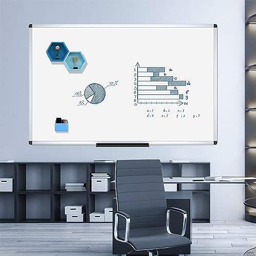 VIZ-PRO Magnetic Dry Erase Board, 60 X 48 Inches, Whitwboard Silver Aluminium Frame
