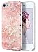 ULAK iPod Touch 7 Case, iPod 6 Marble Case, Clear Case Slim fit Anti-Scratch Flexible Soft TPU Bumper Hybrid Shockproof Protective Case for Apple iPod Touch 5 / 6th / 7th Generation-Marble Pink