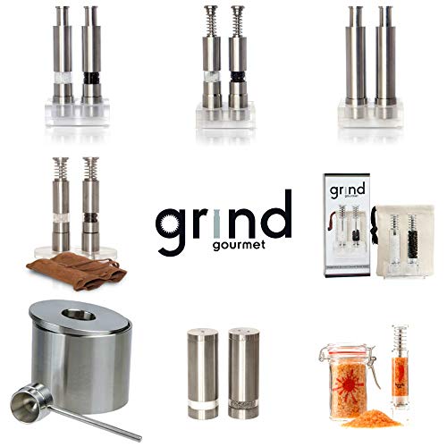 Salt And Pepper Grinder Set and Singles, Grind Gourmet Original Pump