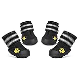 Petacc 4 Piece Dog Shoes Waterproof Dog Boots Anti-Slip Snow Boots Warm Paw Protector for Medium/Large Dogs Labrador Husky Shoes (4(2.5