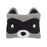 Little Love by NoJo Raccoon Shaped Plush Sherpa Decorative Pillow, Grey/Black/White