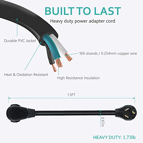 BOEEMI Welder Adapter Cord Adapts 50 amp Welder Plug to 30 amp 3Prong