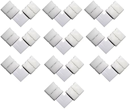 SINNRY 10pcs L-shape 2 Pin 10MM Strip to Strip Connector 2 Conductor Right Angle Corner Quick Splitter For 5050 5630 3014 2835 3528 Single Color LED Strip (10MM 2PIN)