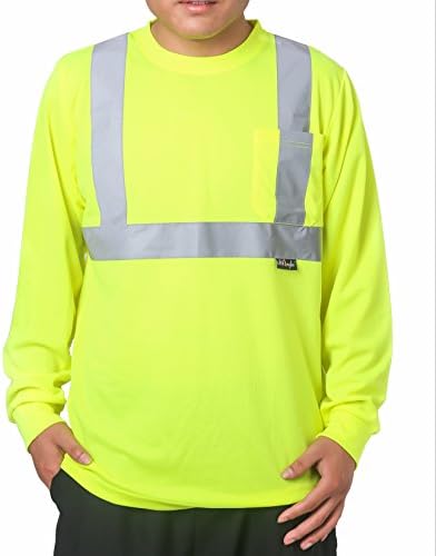 Shinefar Reflective Workwear Outdoor Running Jogging high Visibility Long Sleeve class2 T-Shirt Lime (Large) Apparel