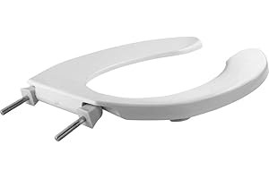 BEMIS 1055SSC 000 Commercial Heavy Duty Open Front Toilet Seat without Cover and No Slam Hinges, ELONGATED, Plastic, White