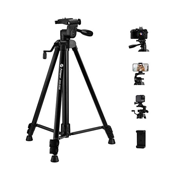 Camera Tripod Fotopro 59" Cameras Stand Lightweight Aluminum Tripod with Phone Clip and Carry Bag for iPhone/Android Phone and Nikon Canon DSRL Cameras