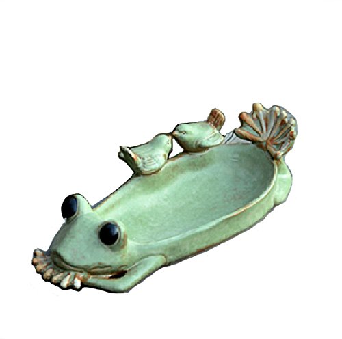 zoele Ceramic Frog Bird Feeder Succulent Planters Flower Pots Containers Ashtray Jewelry Organizer Key Storage Box/Soap Dish Soap Box -Home Outdoor Decoration