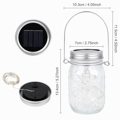 Solar Garden Lantern - 4 Light Chains 30 Bulbs Vase with Handle - IP65 Waterproof Solar Lamp Rustproof Outdoor Indoor - Decoration for Party, Wedding, Bar, Gazebo, Patio