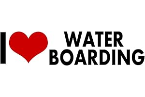 WitnyStore I Love Water Boarding 5½" Long Black Letters Red Heart White Background Vinyl Décor Sticker Bumper Car Locker Window Wall Notebook Waterproof Stickers for Aquatic Sport Lovers