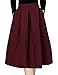 Skirts for Women,Bebonnie Pleated A Line High Waisted Scuba Fit Flare Midi Girls Juniors Ladies Peasant Skirts Wine M