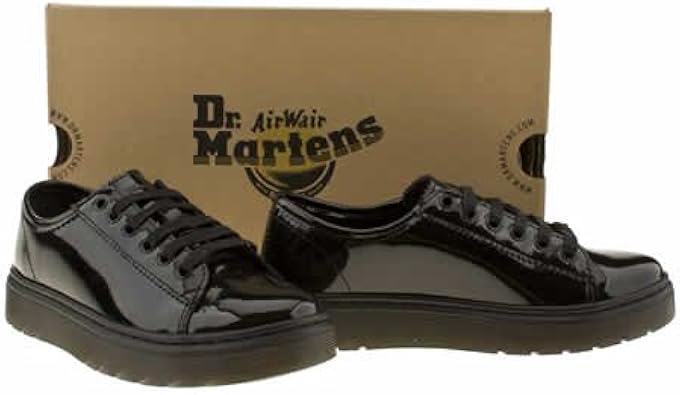 dr martens black lyric spin lace shoe patent flat shoes