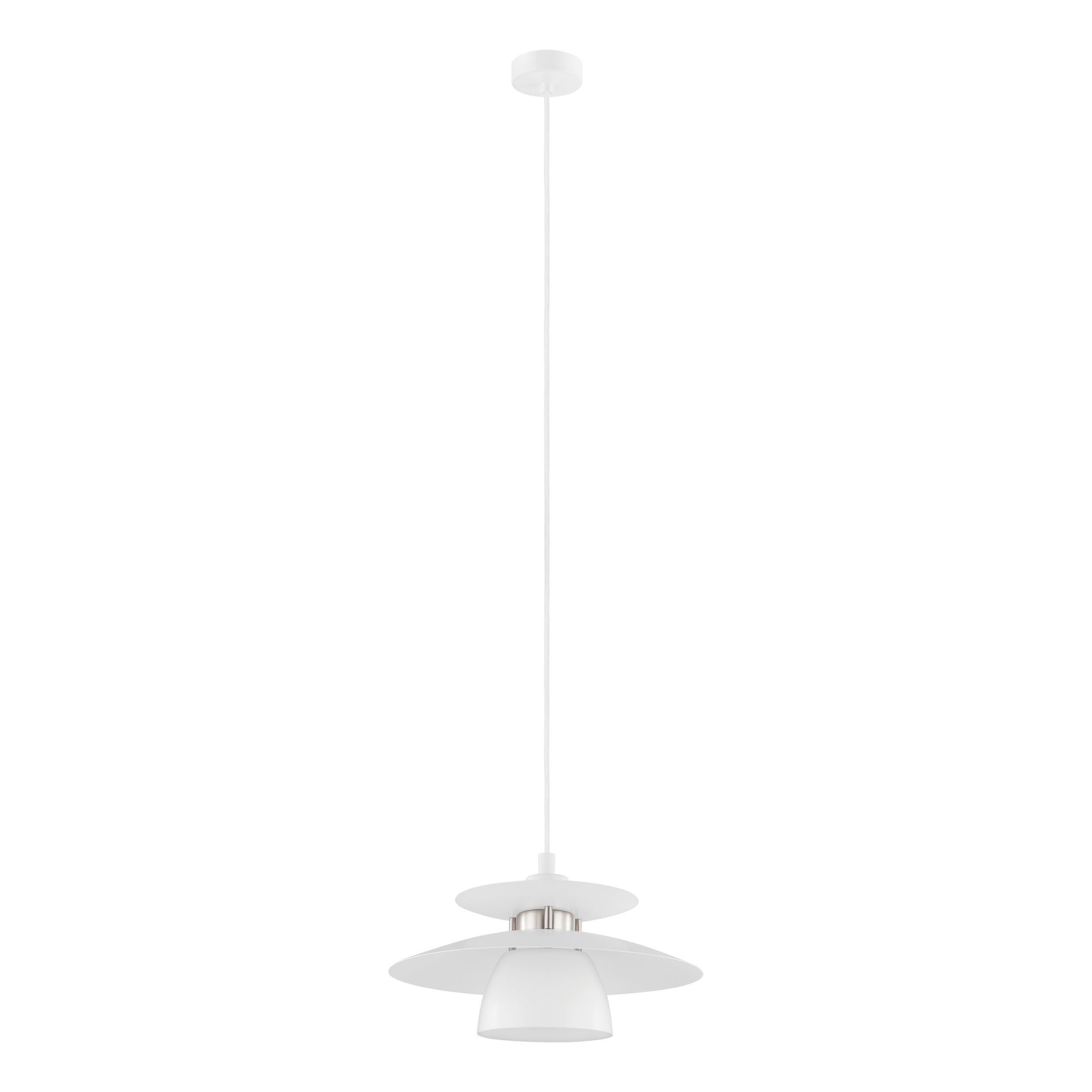 EGLO Brenda Pendant Light 1-Bulb Pendant Light Material: Steel Colour: Matt Nickel White Socket: E27 Diameter 32 cm