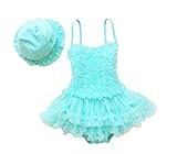 Taiycyxgan Girls Princess Lace Layer Swimsuit TuTu Dress One-Pieces Swimwear Tankini,Blue,Large / 4-5 Years