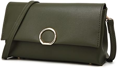 LIZHIGU Women's Leather Crossbody Bag Zipper Clutch Purse Fashion Shoulder Bag for Teen Girls Dark Green