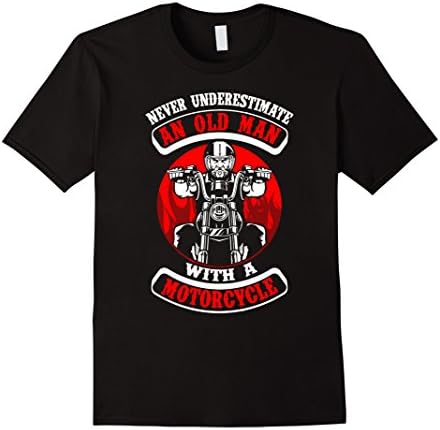 Mens Never Underestimate An Old Man With A Motorcycle T-Shirt XL Black