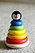 Premium Wooden 6 Piece Rainbow Stacking Rings Toy for Babies, 1 & 2 Year Olds Solid Wood, Vibrant Color Stacking Rings and a Cute Penguin Head - Classic Baby, Toddler Stack & Sorting Toy