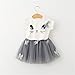 haoricu Girl Dress, Fall Kids Baby Cute Cat Pattern Shirt Top Tutu Skirt Girls Dress Set (White, 3T)