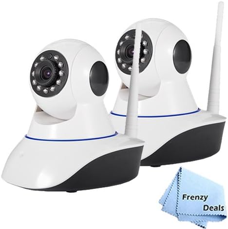 2 FrenzyDeals High Definition 1080P wireless IP cameras with night vision, motion sensor and remote pan and tilt + microfiber cloth