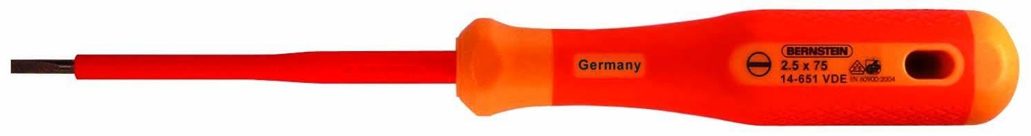 Bernstein 14-651 VDE Screwdriver 75 x 2.5 mm with 2-Component Handle