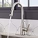 Hotis Modern High Arc 1 or 3 Hole Single Handle Stainless Steel Prep Sprayer Pull Out Pull Down Sprayer Kitchen Sink Faucet, Brushed Nickel with Deck Plate